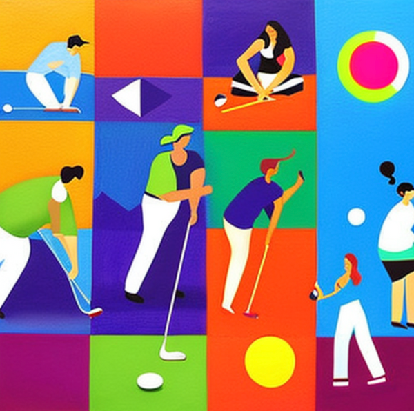 Colorful abstract painting of diversity in golf